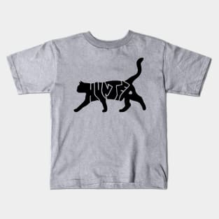 Black Cat - Hunter Typography Kids T-Shirt